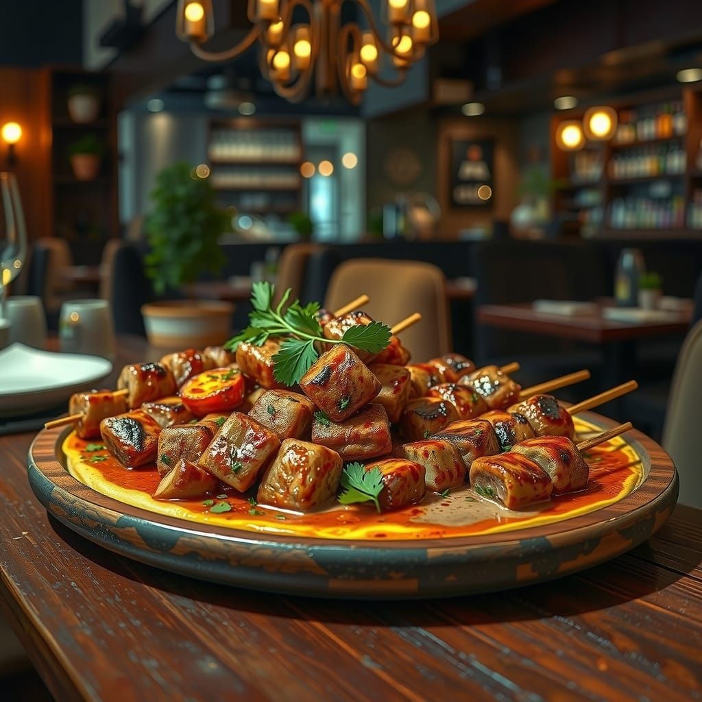 Arabic Grilled Meats Platter in Middle Eastern Restaurant