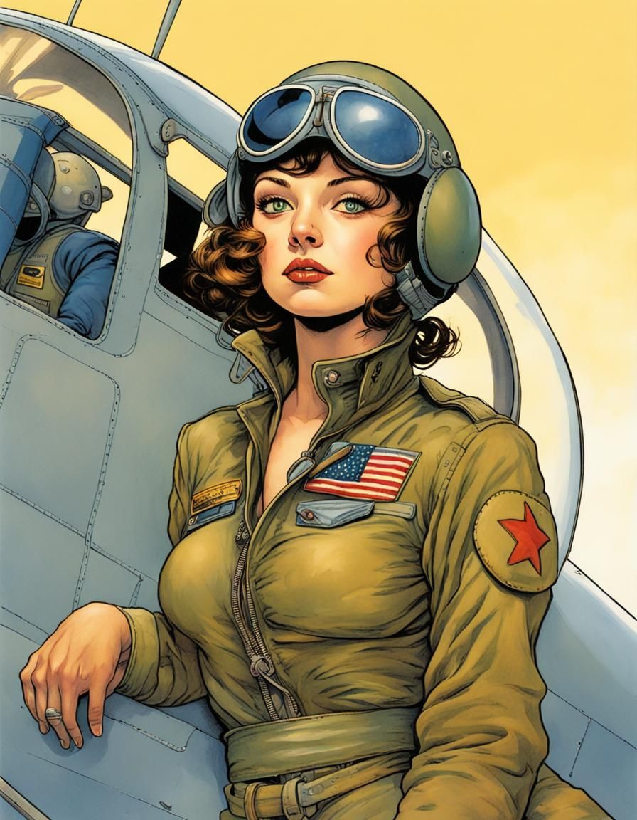 Cat Pilot Ready for Takeoff: Graphic Novel Art