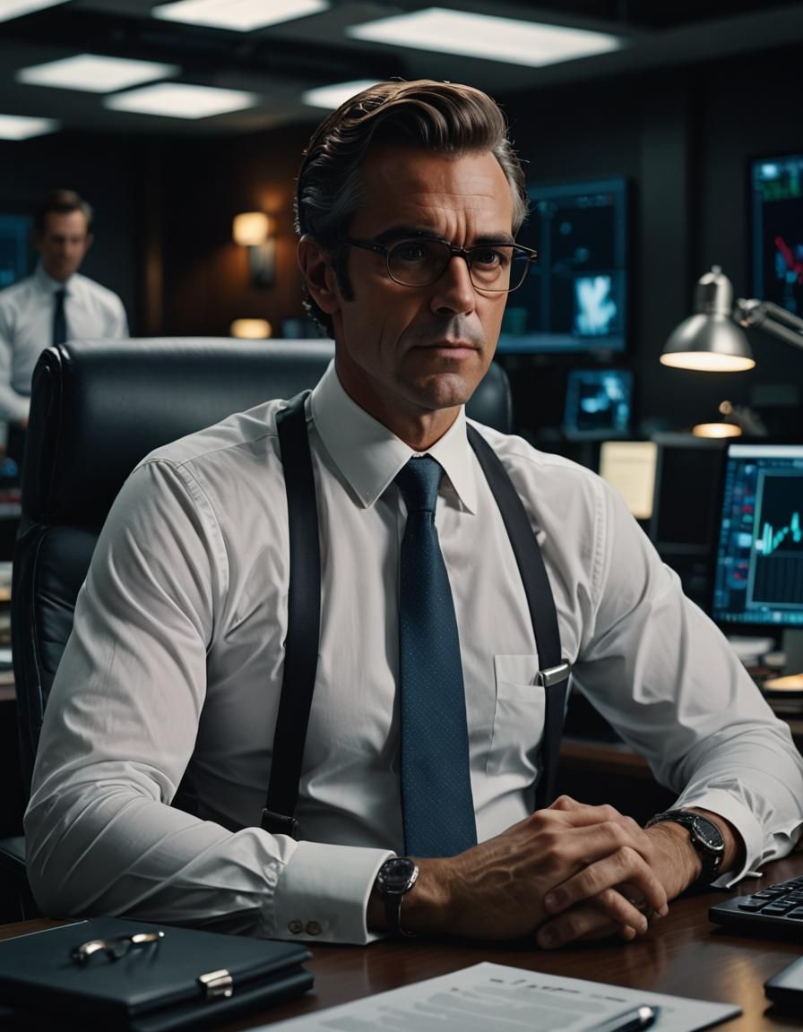 Photorealistic White Collar Worker in Cinematic Style