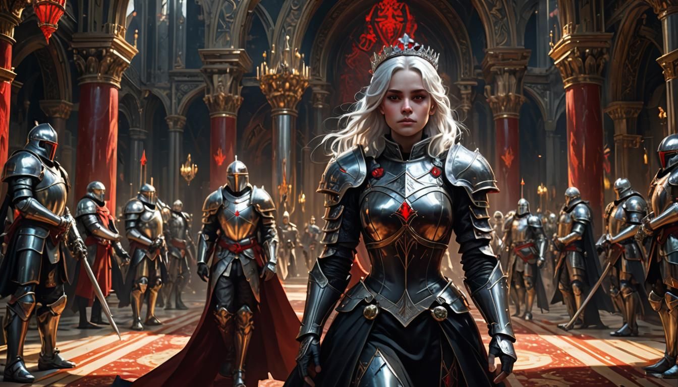 Royal Princess in Throne Room: Dark Fantasy Art