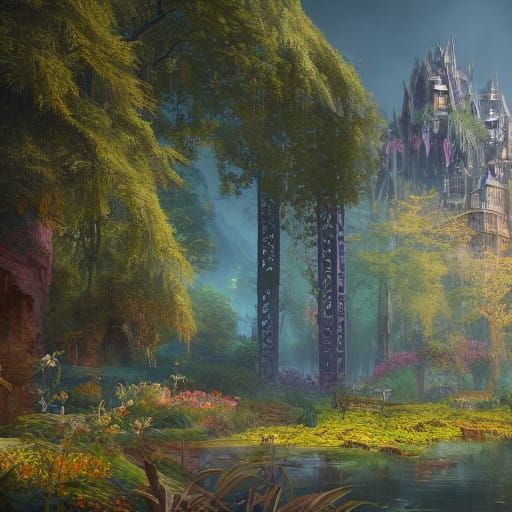 Dreamlike Couple in Enchanting Fantasy Realm