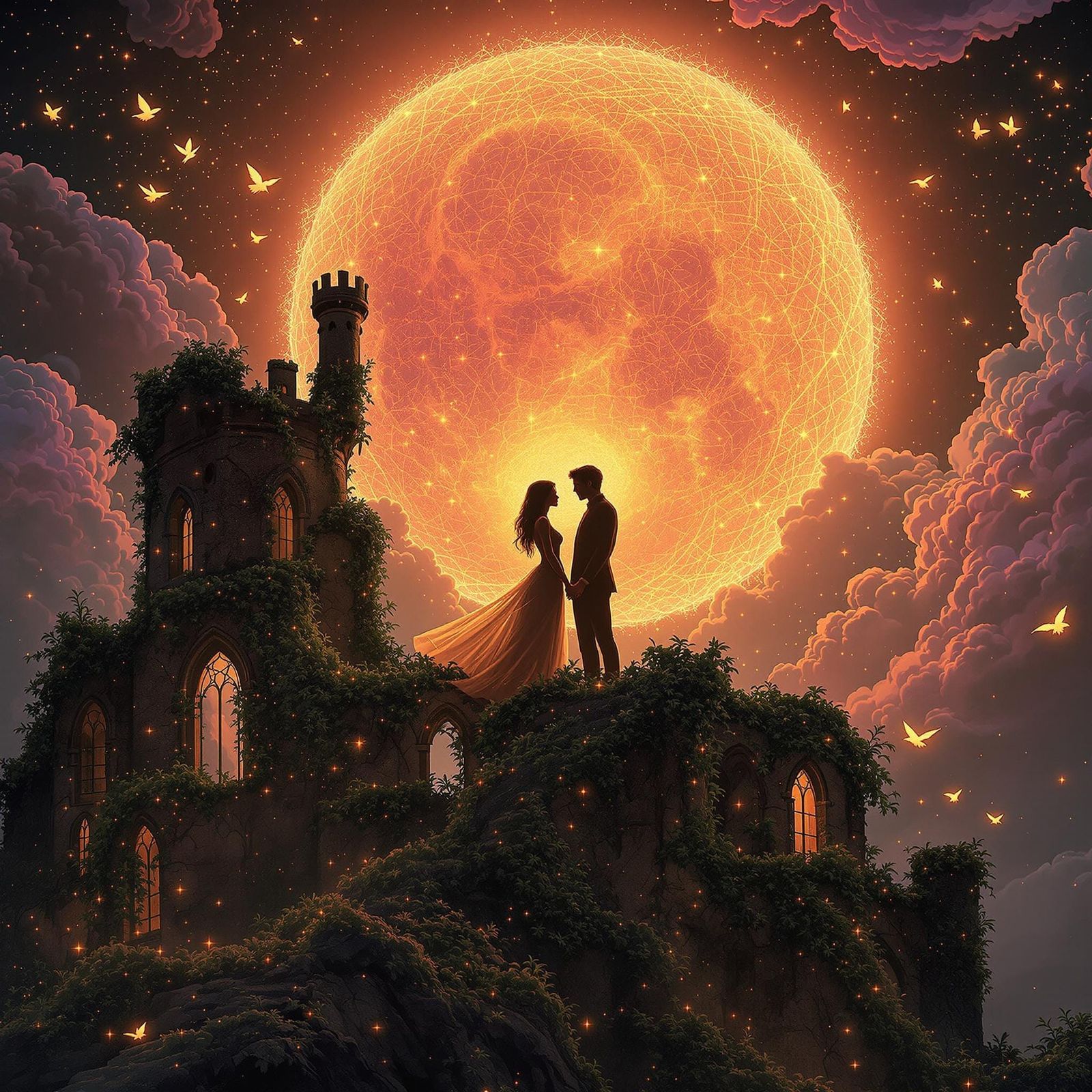 Star-Crossed Lovers Gaze into Celestial Halo