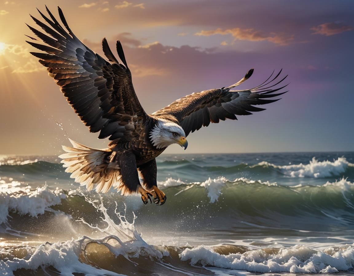 Baby Eagle Soaring: Hyperrealistic Splash Art