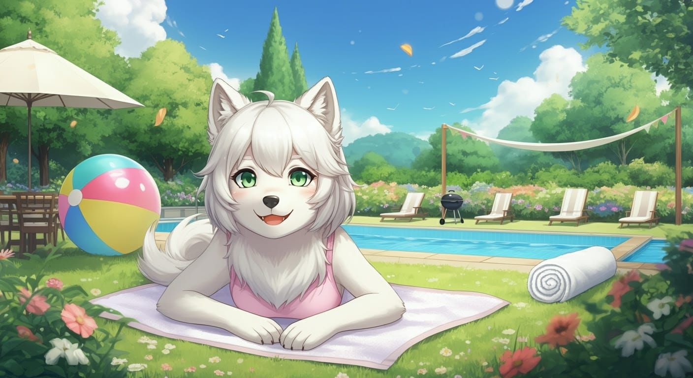 Wolfie at Dark Angel Nyx’s pool party (error)