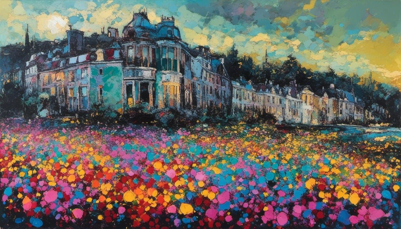 Rickety House on Island in Alcohol Inks Style