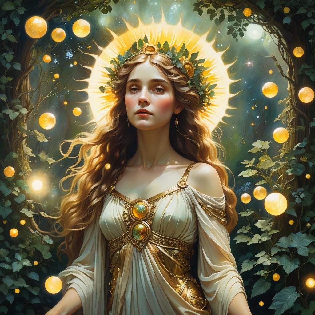 Surreal Celestial Portrait of Grainne as Oil Painting