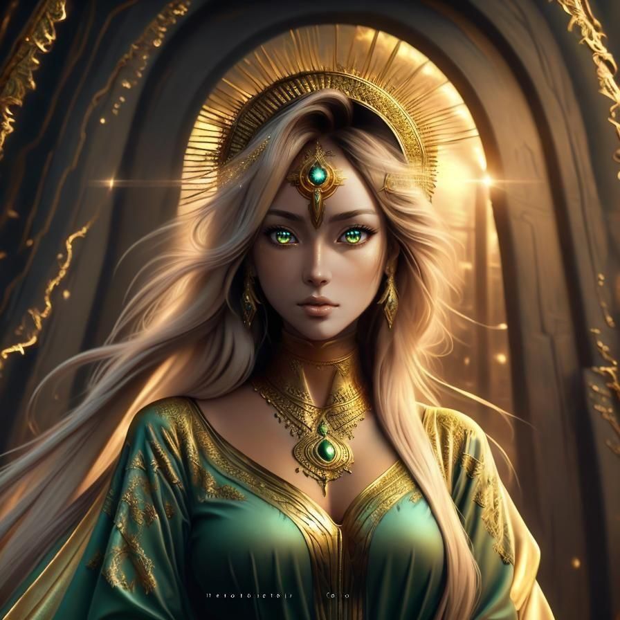 Fortune Teller in Golden Light: A Celestial Vision