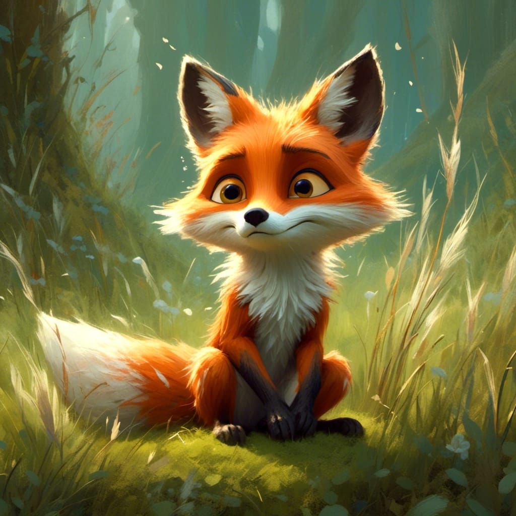 Cute Chibi Fox in Enchanted Forest