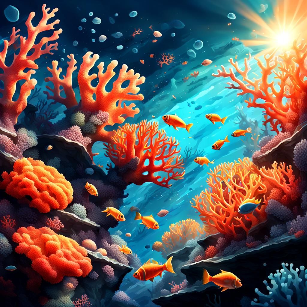 Bleached Coral Reef: Environmental Disaster Concept Art