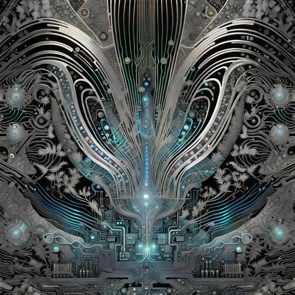 Dystopian Electronic Future: Chip-Art Lithograph