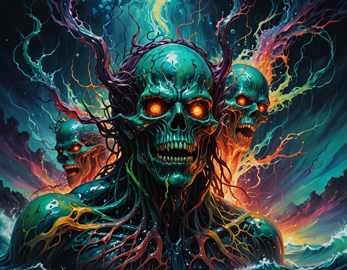 Ethereal Daemonic Entities in a Surreal Horror Art Style