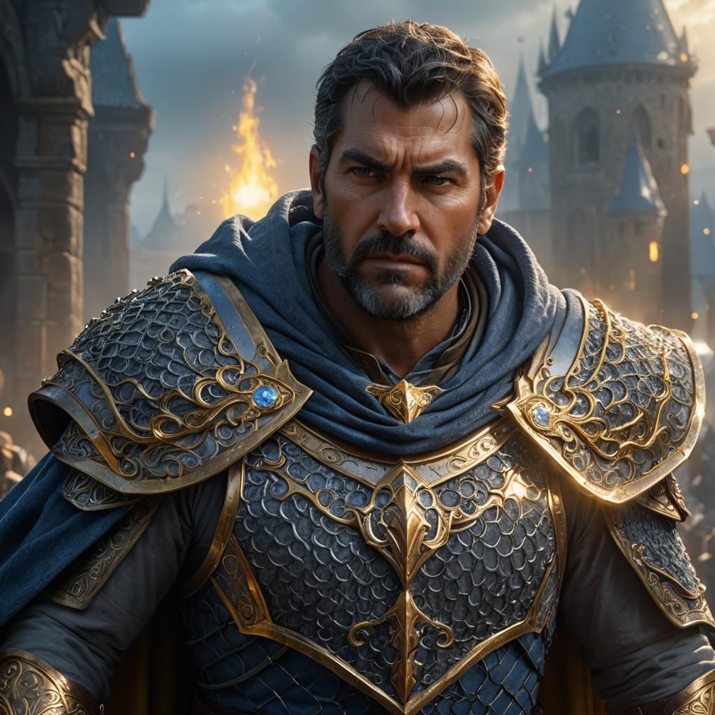 Brawny Hero in Chainmail, High-Fantasy Concept Art