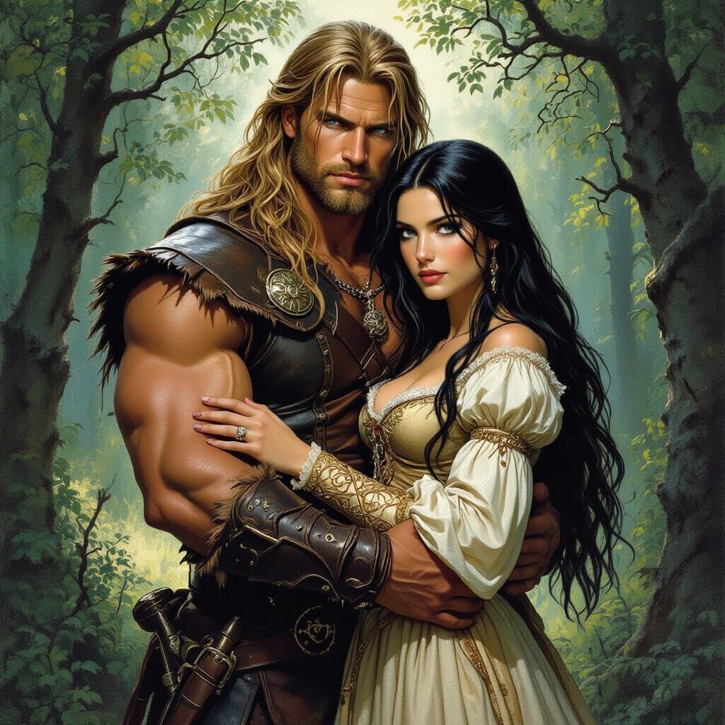 Medieval Protector in Lithuanian Forest, Fantasy Art