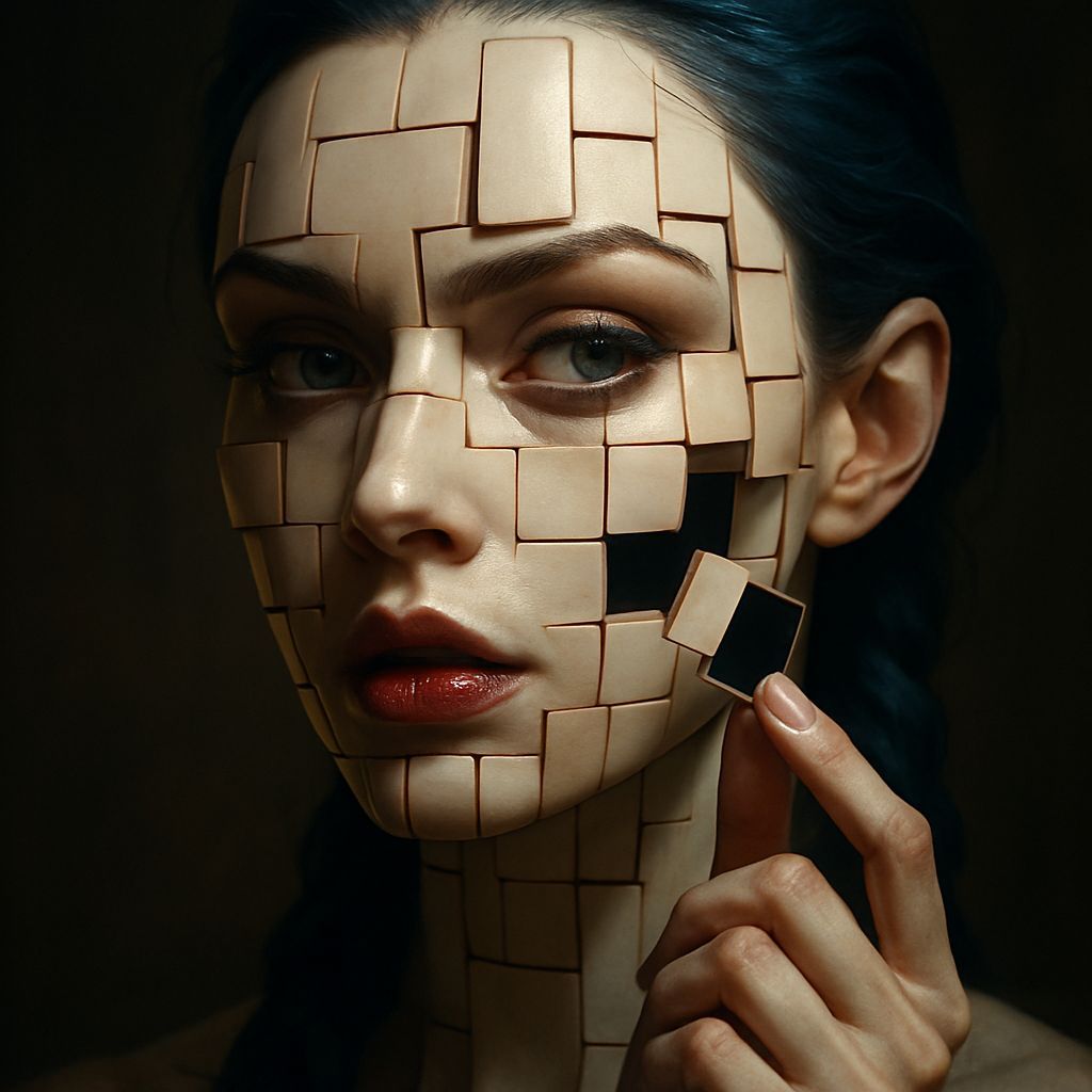 Portrait of Woman with Disassembled Face