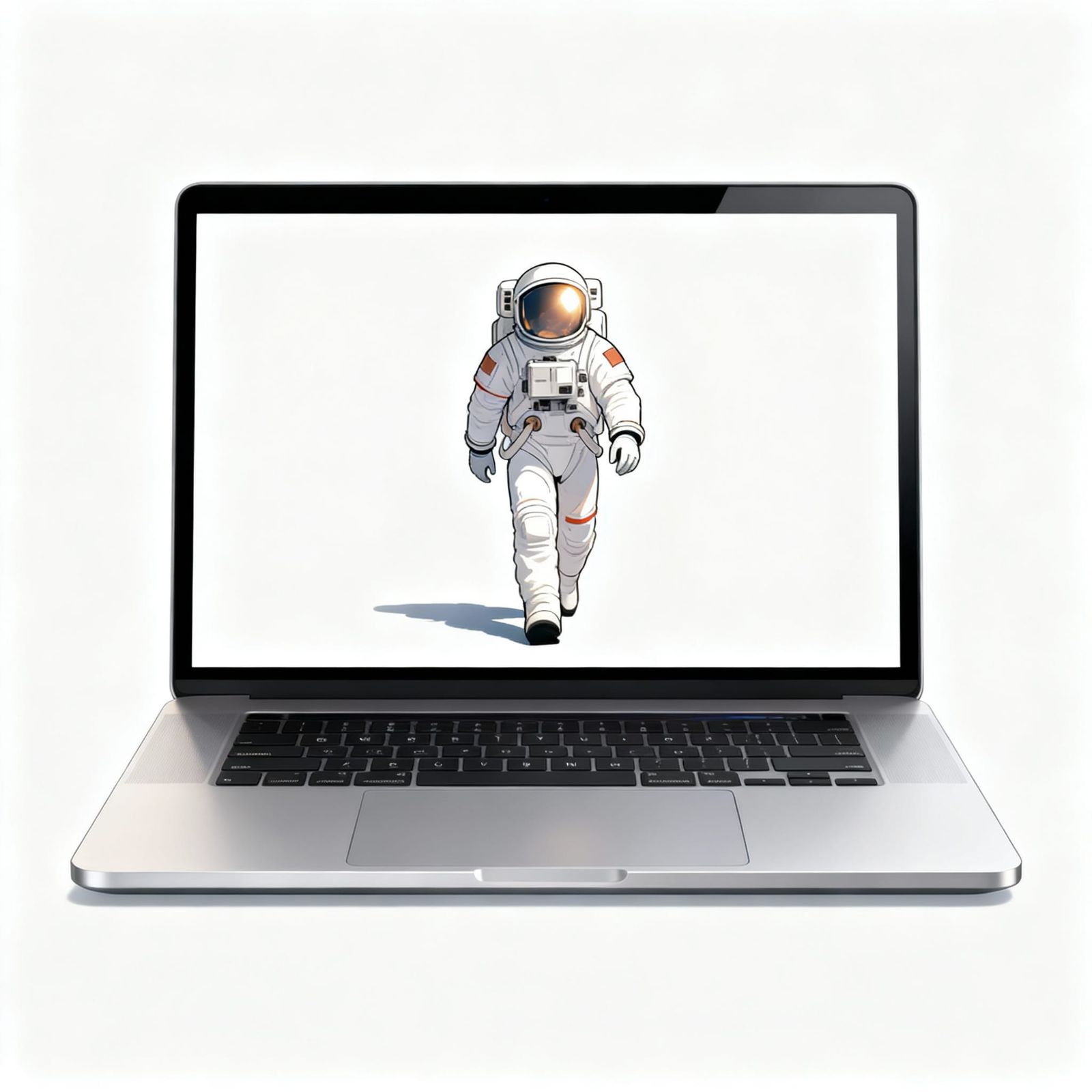 Astronaut Walks Towards Viewer on Laptop Screen