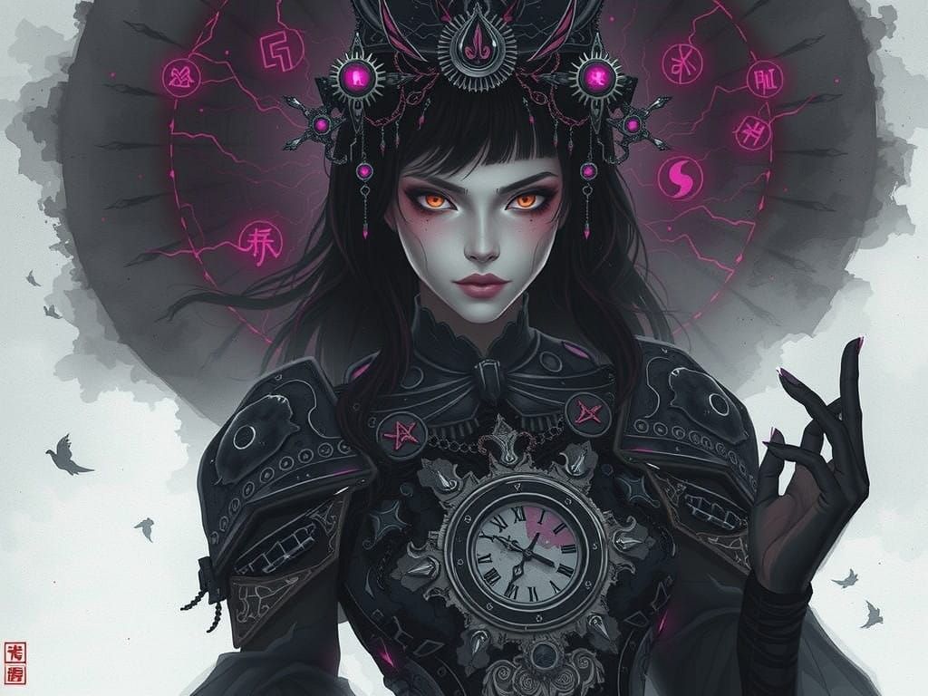Cyberpunk Goddess in Clockwork Armor