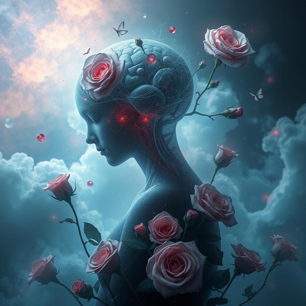 Surreal Neurographic Roses in a Fantasy Style