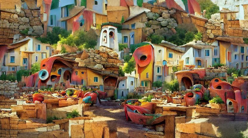 Colorful Italian Village: Pixar Concept Art