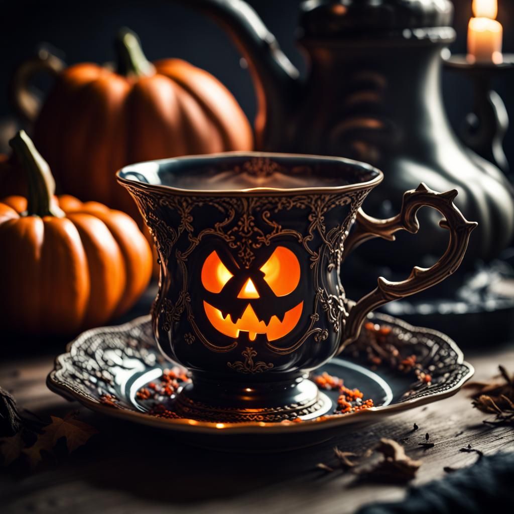 Vintage Halloween Tea Cup With Witches Brew