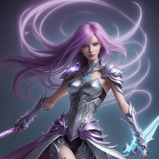 Feminine Digimon Telepath with Scimitar Digital Art