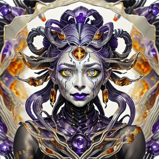 Ethereal Alien Goddess in Mixed Media Collage