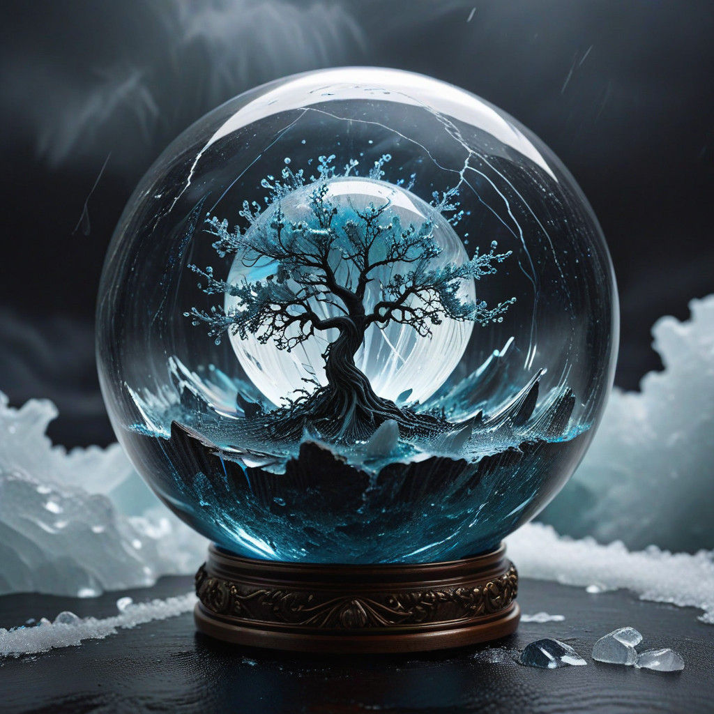 Stormy Tempest Trapped in Crystal Sphere, Elemental Masterpi...