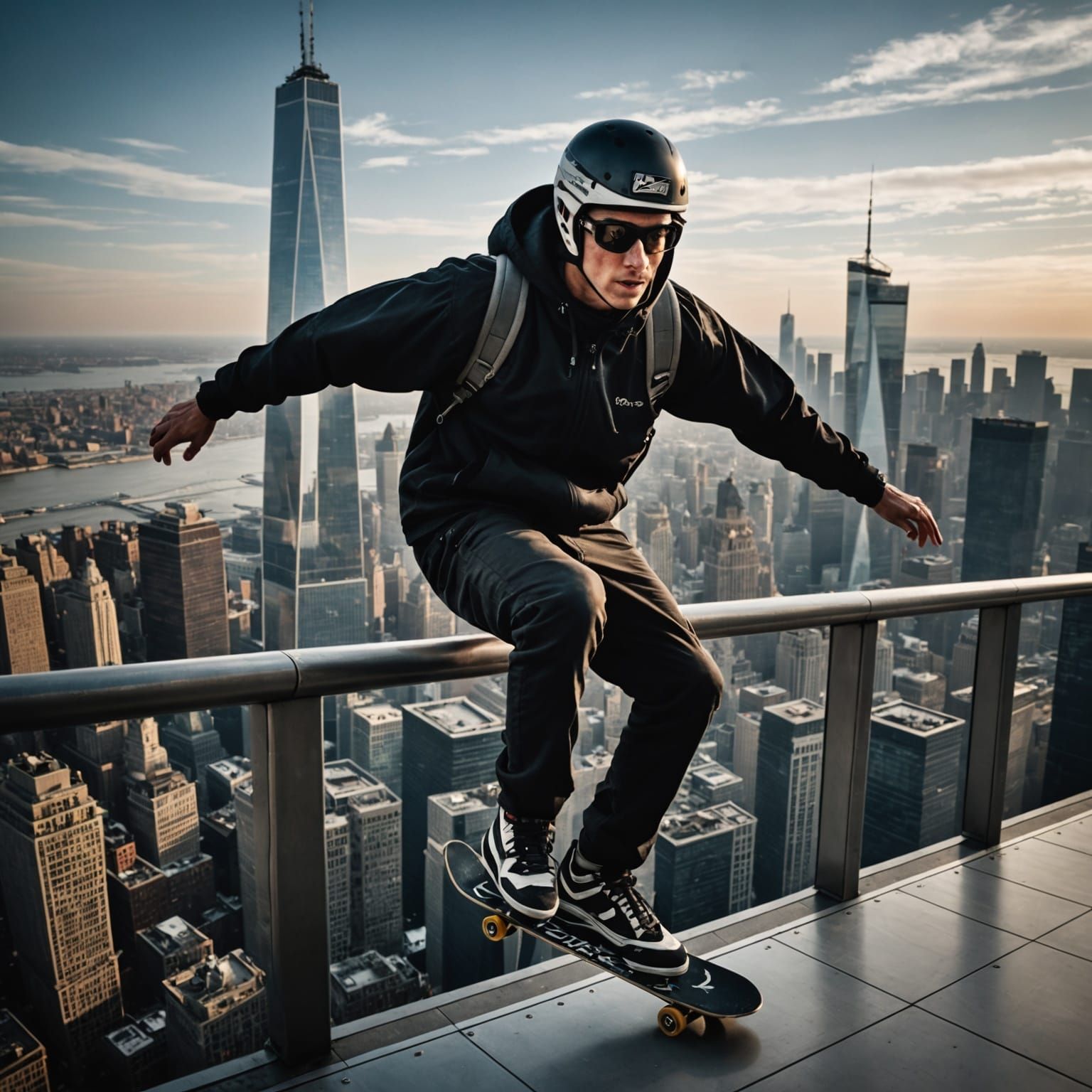 Hyperrealistic Skateboarder Jumps Between WTC Buildings