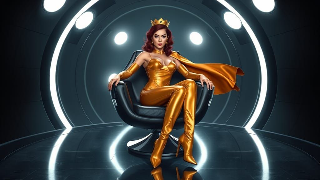 Futuristic Goddess Reigns Supreme in High-Tech Throne Room