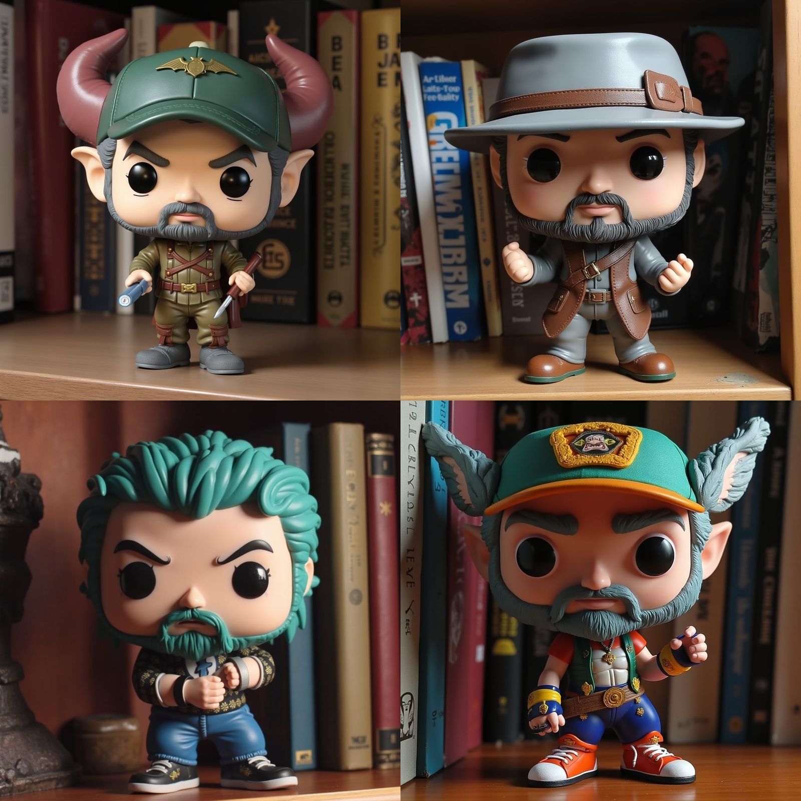 Fantastical Funko Pop on a Bookshelf in a Photorealistic Sce...