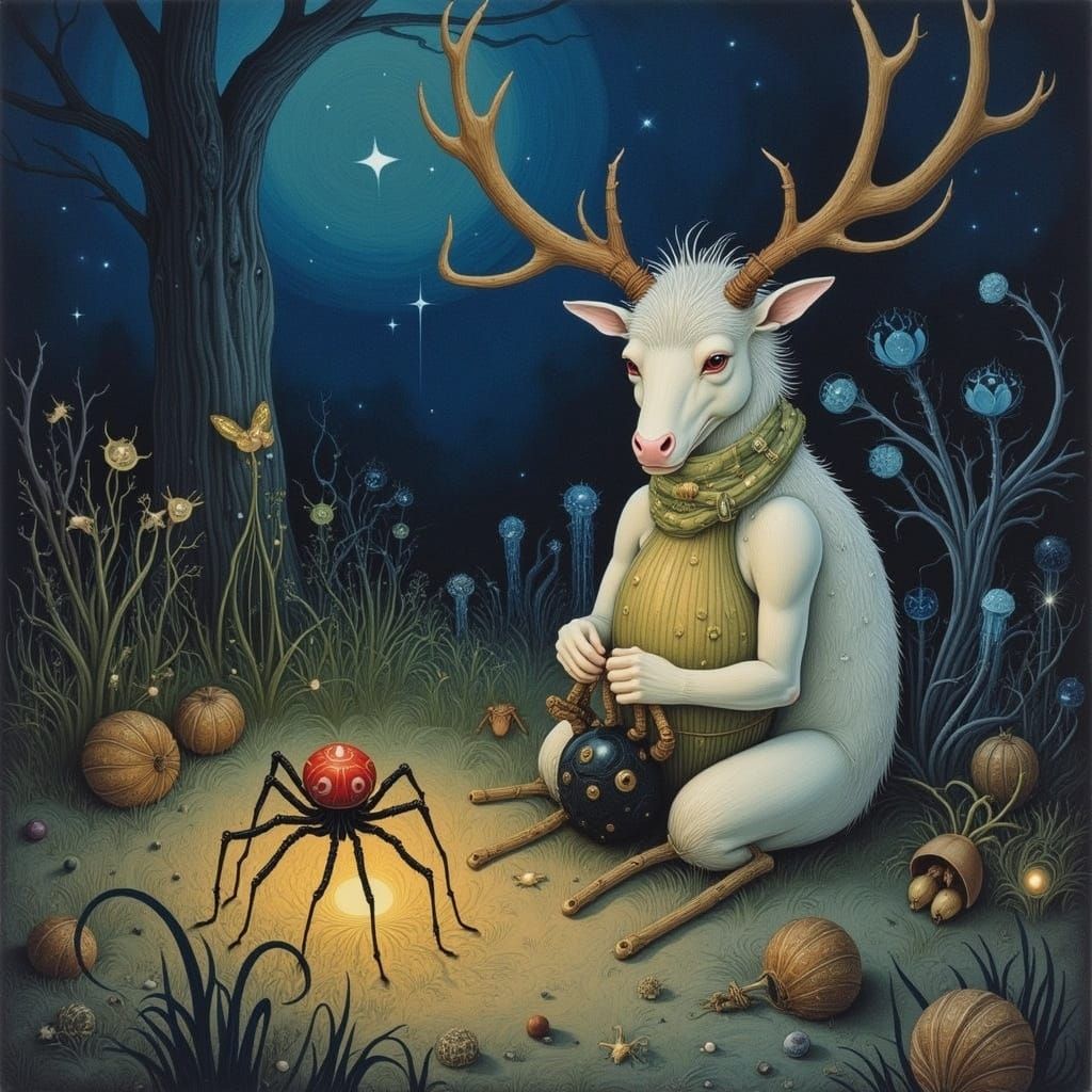 Cozy Night Scene Inspired by Vintage Illustration