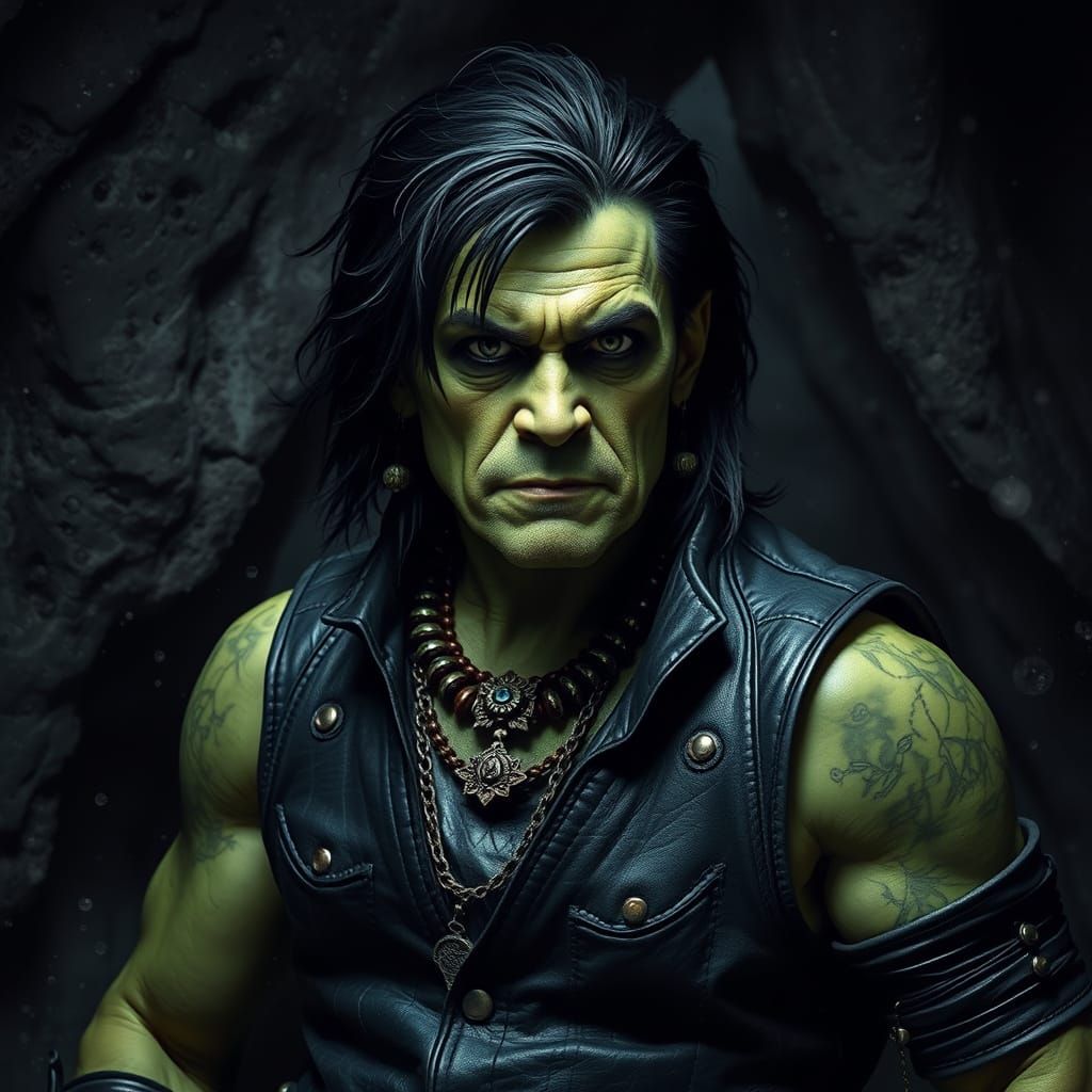 Ozzy Osbourne Inspired Half-Orc Rogue in Cave Lair