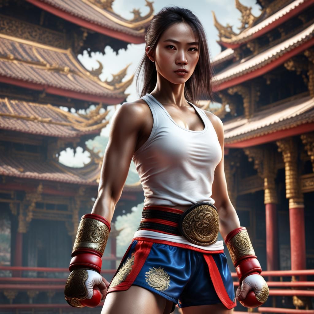 Female Muay Thai Fighter in Thai Pavilion