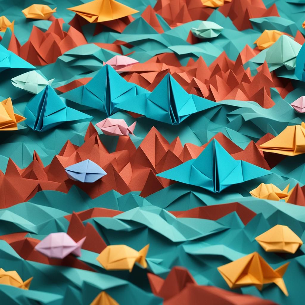 Origami Ocean Floor in Papercraft Style