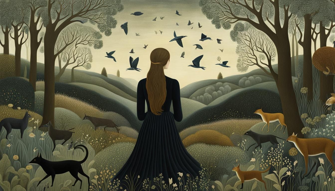 Mythical Creatures and Woman in Surreal Digital Art