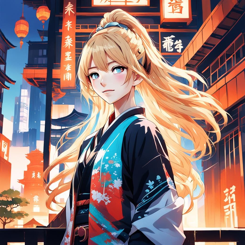 Anime Girl in Genshin Splash Art Style