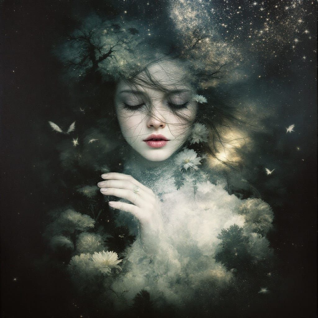 Ethereal Girl Flees into Starlight Sanctuary