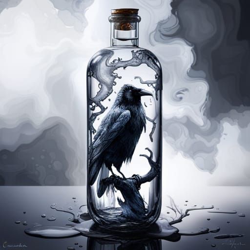 Raven in a Bottle: Impasto Concept Art