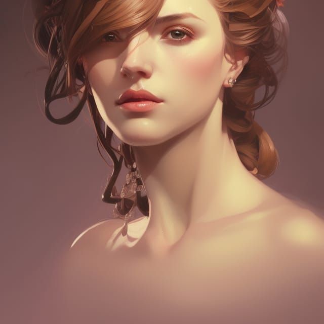Elegant Lady Portrait in Art Nouveau Style