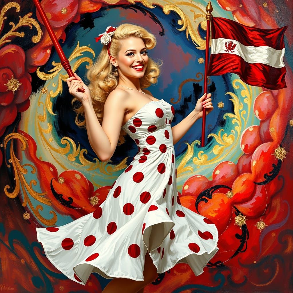 Rockabilly Queen in Latvian Colors