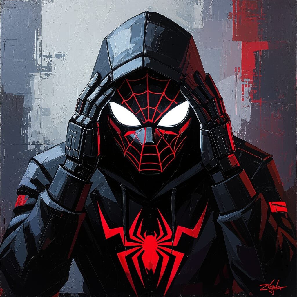 Cyberpunk Gamer Facepalm in Impasto Style