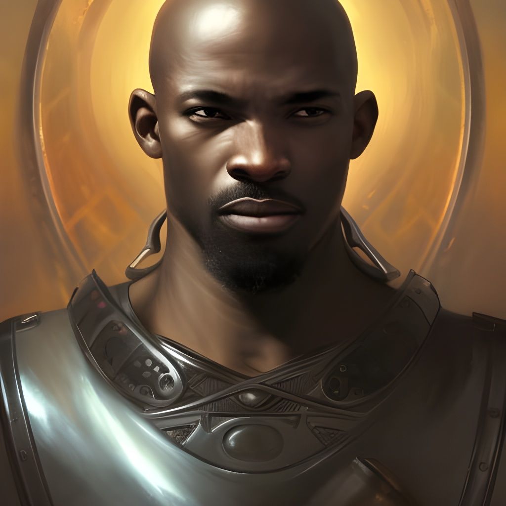 Powerful African Warrior in Detailed Medieval Armor