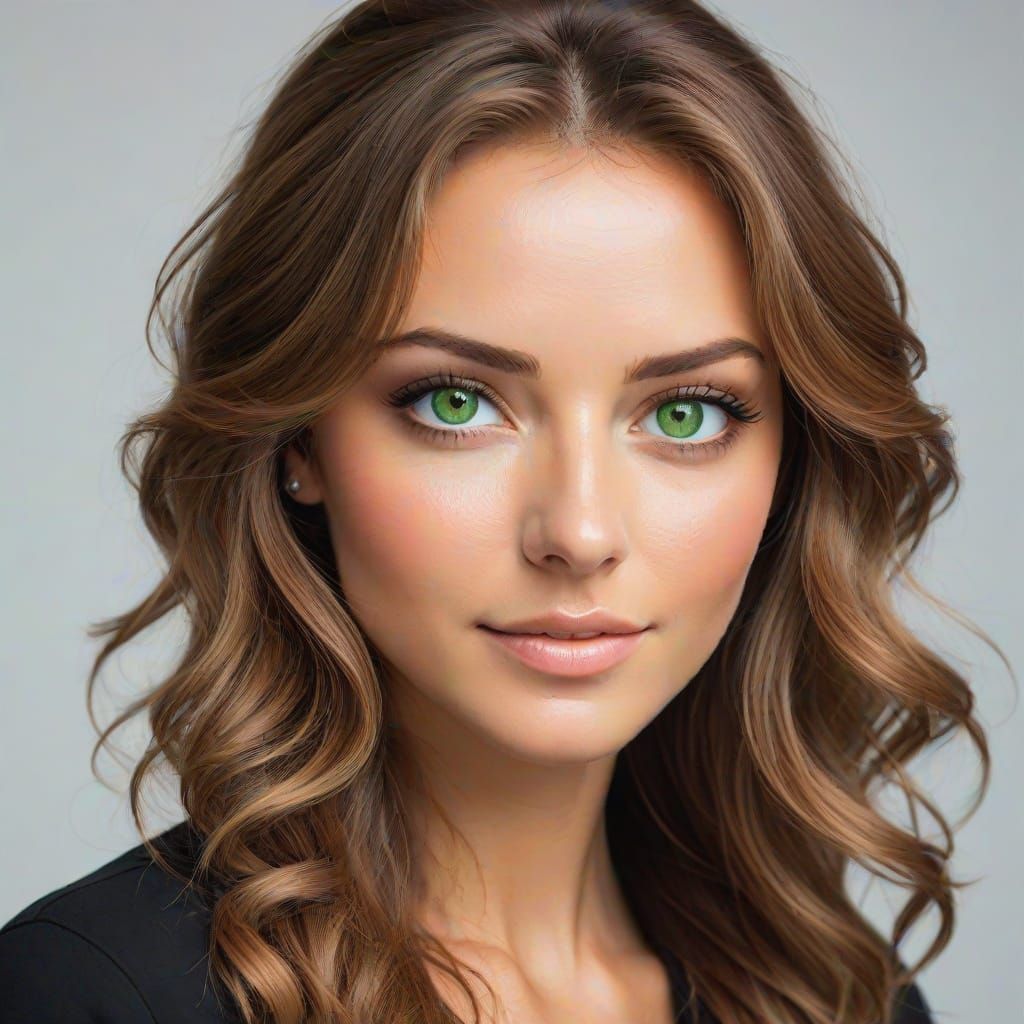 Young Woman with Green Eyes and Light Brown Hair