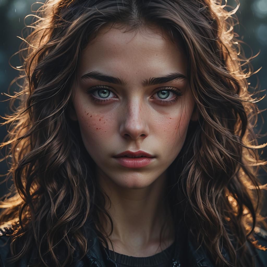 Mysterious Teenage Girl in Moody, Dark Atmosphere