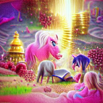 Pink Glittery Pony God: Storybook Illustration