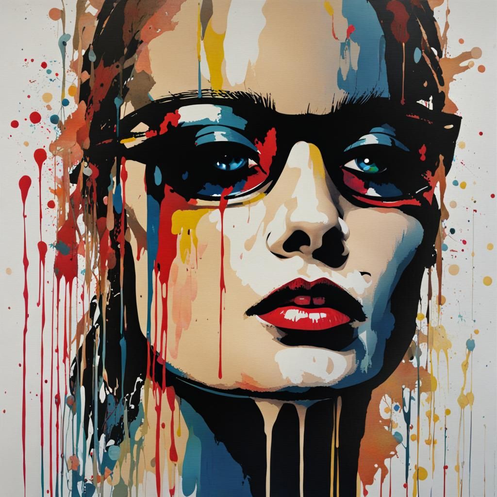 Colorful Jay Bird Portrait in Abstract Style