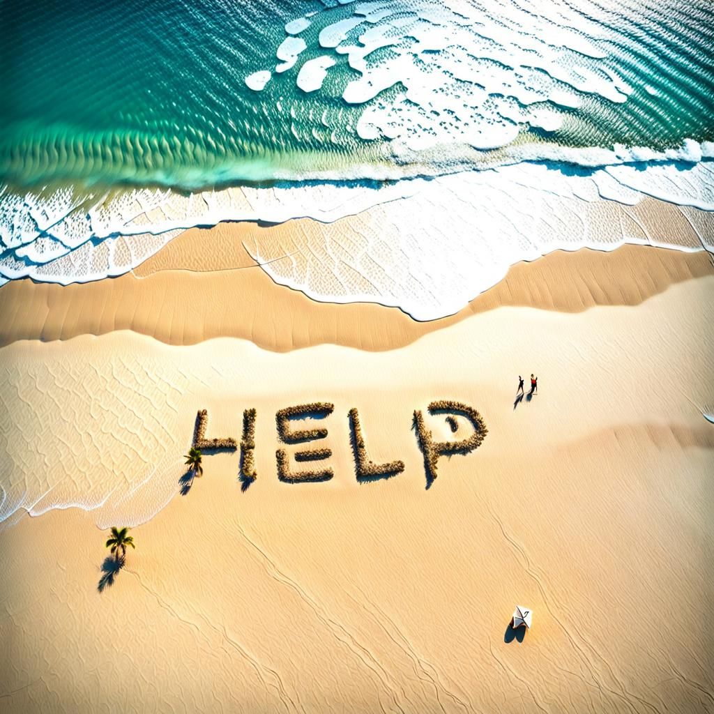Desert Island SOS: "HELP" in the Sand