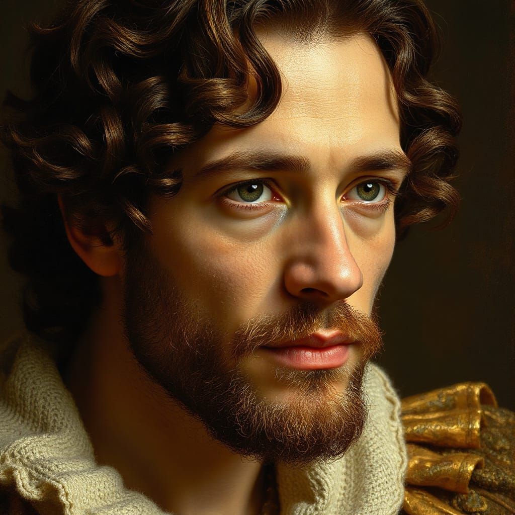 Golden Era Portrait in Oil Paint Style