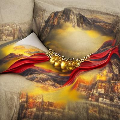 Ornate Necklace on Silk Pillow: Matte Painting