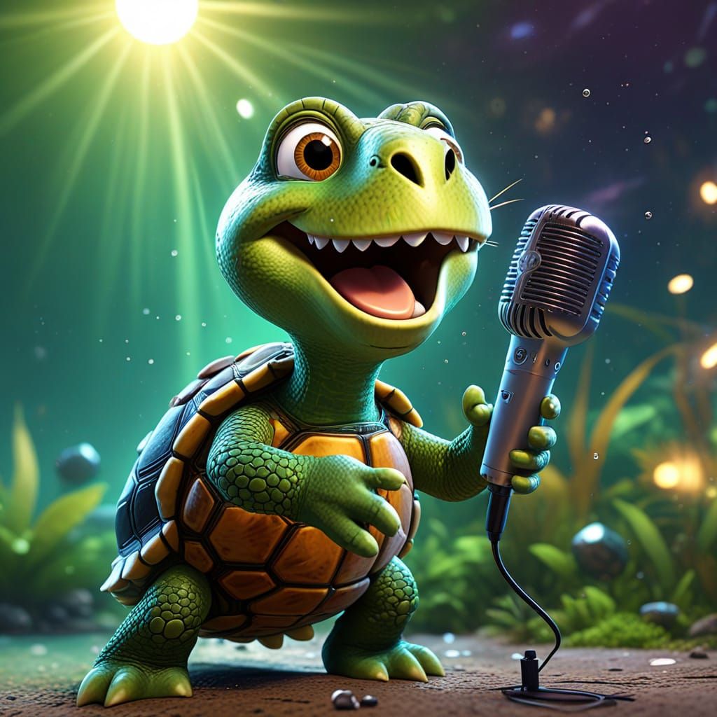 Singing Turtle in Pixar-Style 3D Animation