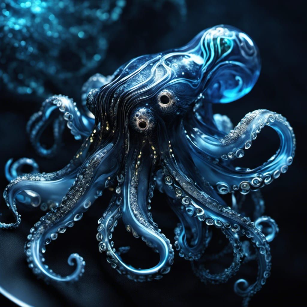 Bioluminescent Glass Octopus in High Quality CGI